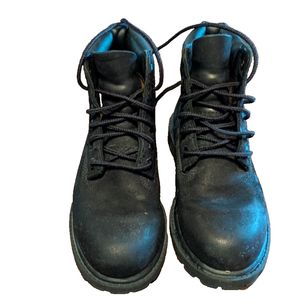 Timberland 12807 6” Black Nubuck Lace Up Waterproof Boots Youth Kids US Size 11